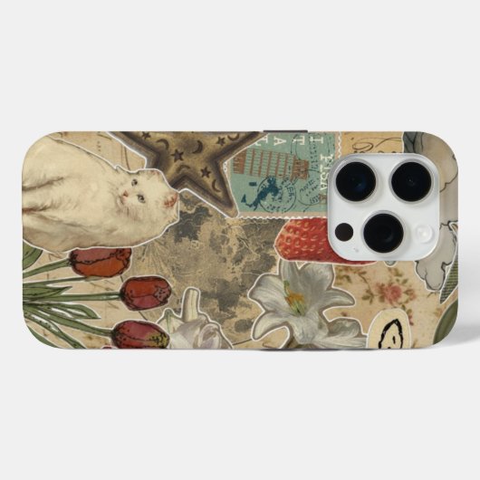 Cat Floral Collage Pattern – Cute Artistic Design Case-Mate iPhone Hülle (Rückseite (Horizontal))