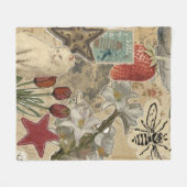 Cat Floral Collage Pattern – Cute Artistic Design Fleecedecke (Vorderseite (Horizontal))