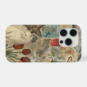 Cat Floral Collage Pattern – Cute Artistic Design iPhone Hülle (Rückseite (Horizontal))