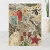 Cat Floral Collage Pattern – Cute Artistic Design Karte (Vorderseite)