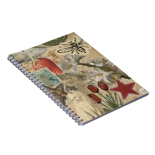 Cat Floral Collage Pattern – Cute Artistic Design Notizblock (Rechte Seite)