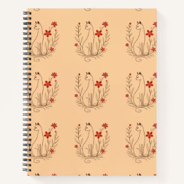 Cat Floral Spiral Notebook Notizblock