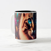 Cat Floral Zweifarbige Tasse (Vorderseite Links)