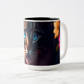 Cat Floral Zweifarbige Tasse (VorderseiteRechts)