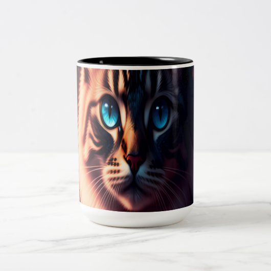 Cat Floral Zweifarbige Tasse (Mittel)
