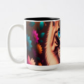 Cat Floral Zweifarbige Tasse (Links)