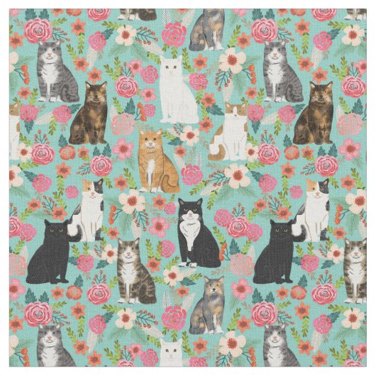 Cat Florals Fabrik Stoff (Nahaufnahme)