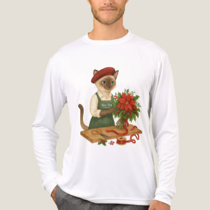 Cat Florist arrangiert Blume zu Weihnachten Tri-Blend Shirt