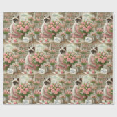 Cat Florist Blume für den Muttertag Geschenkpapier (Flach)