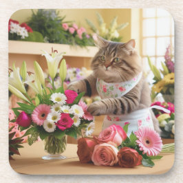 Cat Florist mit Blume Getränkeuntersetzer