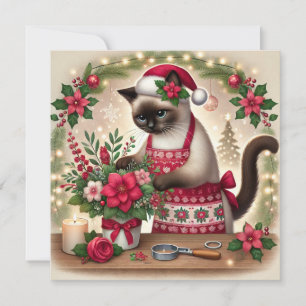 Cat Florist mit Blume Weihnachtsgrüßen Feiertagskarte