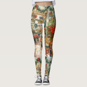 Cat Florist Weihnachten Thema arrangieren Blume Leggings