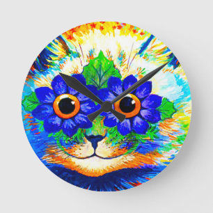 Cat Flower Eyes Runde Wanduhr