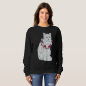 Cat Flower Kitten roses Cats Cute White Cat Sweatshirt (Vorne ganz)
