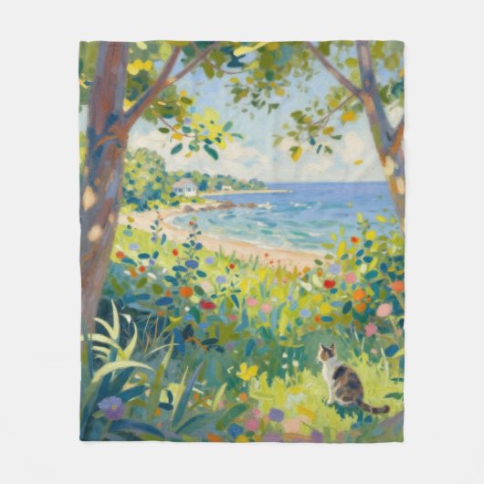 Cat Flowers And Sea Fleecedecke (Vorderseite)