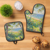 Cat Flowers And Sea Ofenhandschuh & Topflappen-Set (Oben Unten)