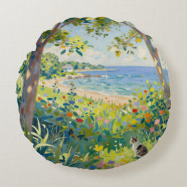 Cat Flowers And Sea Rundes Kissen