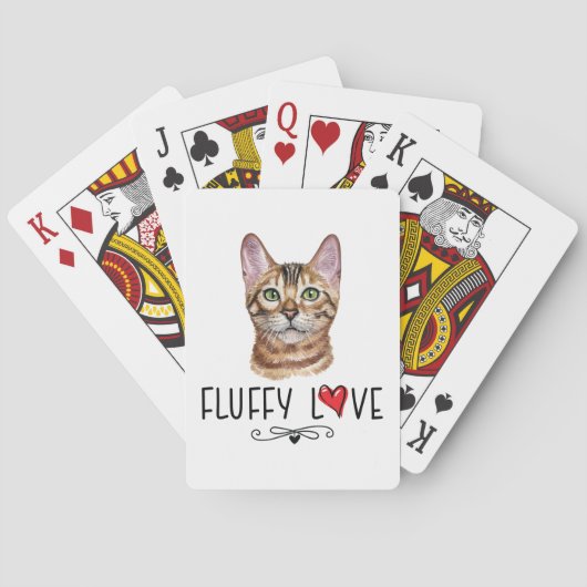 Cat Fluffy Liebe Kitty Meow Portrait Spielkarten (Rückseite)
