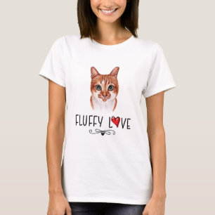 Cat Fluffy Liebe Kitty Meow Portrait T-Shirt