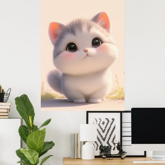 Cat Fluffy Schwanzes Poster (Heimbüro)