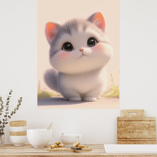 Cat Fluffy Schwanzes Poster (Küche)