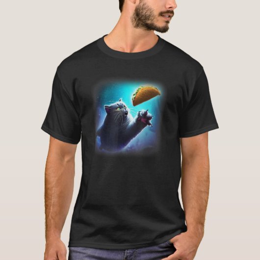 Cat Flying Catching Taco T-Shirt (Vorderseite)