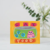 Cat Food Green Can - Funny Cat Postcard Postkarte (Stehend Vorderseite)