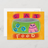 Cat Food Green Can - Funny Cat Postcard Postkarte (Vorne/Hinten)