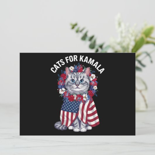 Cat For Kamala Cat Blume American USA Flag 2024 Einladung (Stehend Vorderseite)