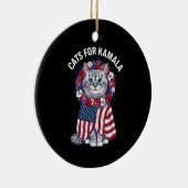 Cat For Kamala Cat Blume American USA Flag 2024 Keramik Ornament (Rechts)