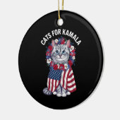 Cat For Kamala Cat Blume American USA Flag 2024 Keramik Ornament (Links)