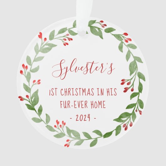 Cat Foto 1. Weihnachtswasser - Kranz 2024 Ornament (Vorderseite)