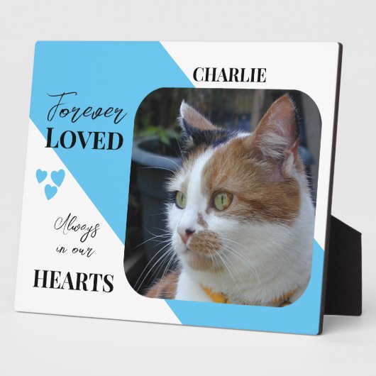 Cat Foto Beileid Keepake Pet Memorial Blau Fotoplatte (Seite)