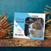Cat Foto Beileid Keepake Pet Memorial Blau Fotoplatte (Seite)