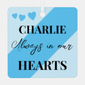 Cat Foto Beileid Keepake Pet Memorial Blau Ornament Aus Metall (Rückseite)