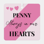 Cat Foto Beileid Keepake Pet Memorial Pink Ornament Aus Metall (Rückseite)