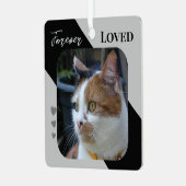 Cat Foto Beileid Keepake Pet Memorial Schwarz Ornament Aus Metall (Vorderseite links)