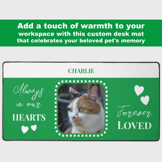 Cat Foto Beileid Pet Memorandum grün Schreibtischunterlage