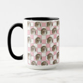 Cat Foto Collage Light Pink Kariertes Muster Kaffe Tasse (Links)