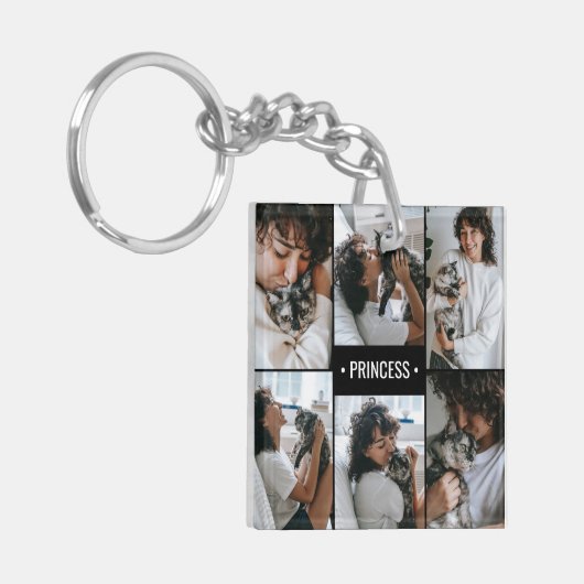 Cat Foto Collage Mit Monogramm Schlüsselanhänger (Vorderseite links)