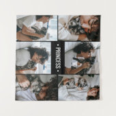 Cat Foto Collage Mit Monogramm Wandteppich (Vorderseite (Horizontal))