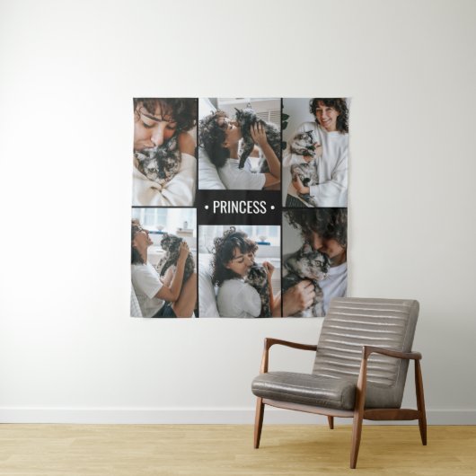 Cat Foto Collage Mit Monogramm Wandteppich (Beispiel)