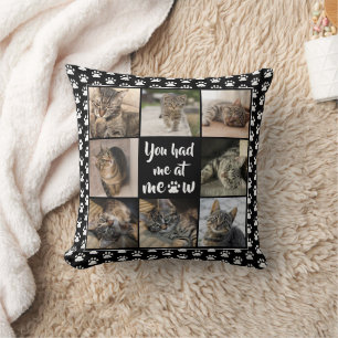Cat Foto Collage SIE HATTEN MICH BEI MEOW Paw Prin Kissen