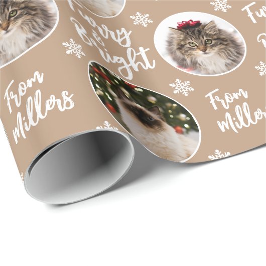 Cat Foto Fury & Bright Rustikale Weihnachten Geschenkpapier (Rolleneckpunkt)