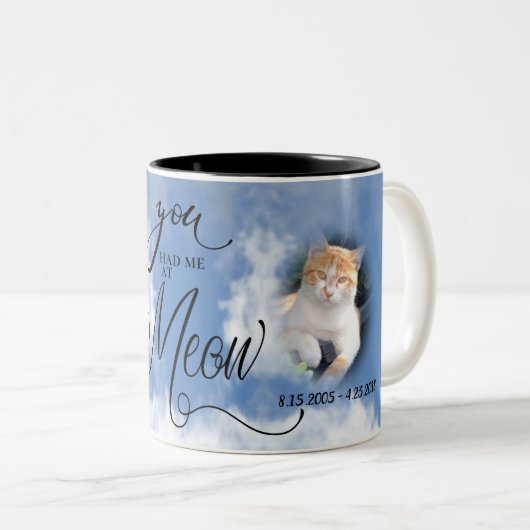 Cat FOTO Memorial Beileid Sie hatten mich bei Meow Zweifarbige Tasse (VorderseiteRechts)