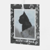 Cat Foto Meowy Catmas Haustier Glas Ornament (Vorderseite links)