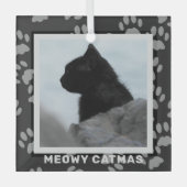 Cat Foto Meowy Catmas Haustier Glas Ornament (Vorderseite)
