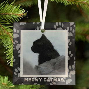 Cat Foto Meowy Catmas Haustier Glas Ornament Ornament Aus Glas