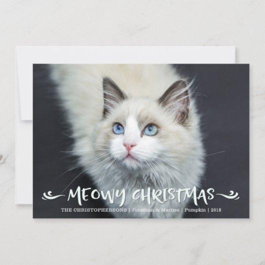 Cat Foto | Meowy Christmas Feiertagskarte (Vorderseite)
