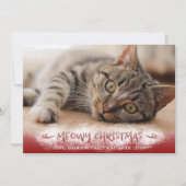 Cat Foto MEOWY CHRISTMAS Schneerot Feiertagskarte (Vorderseite)